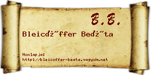 Bleicöffer Beáta névjegykártya